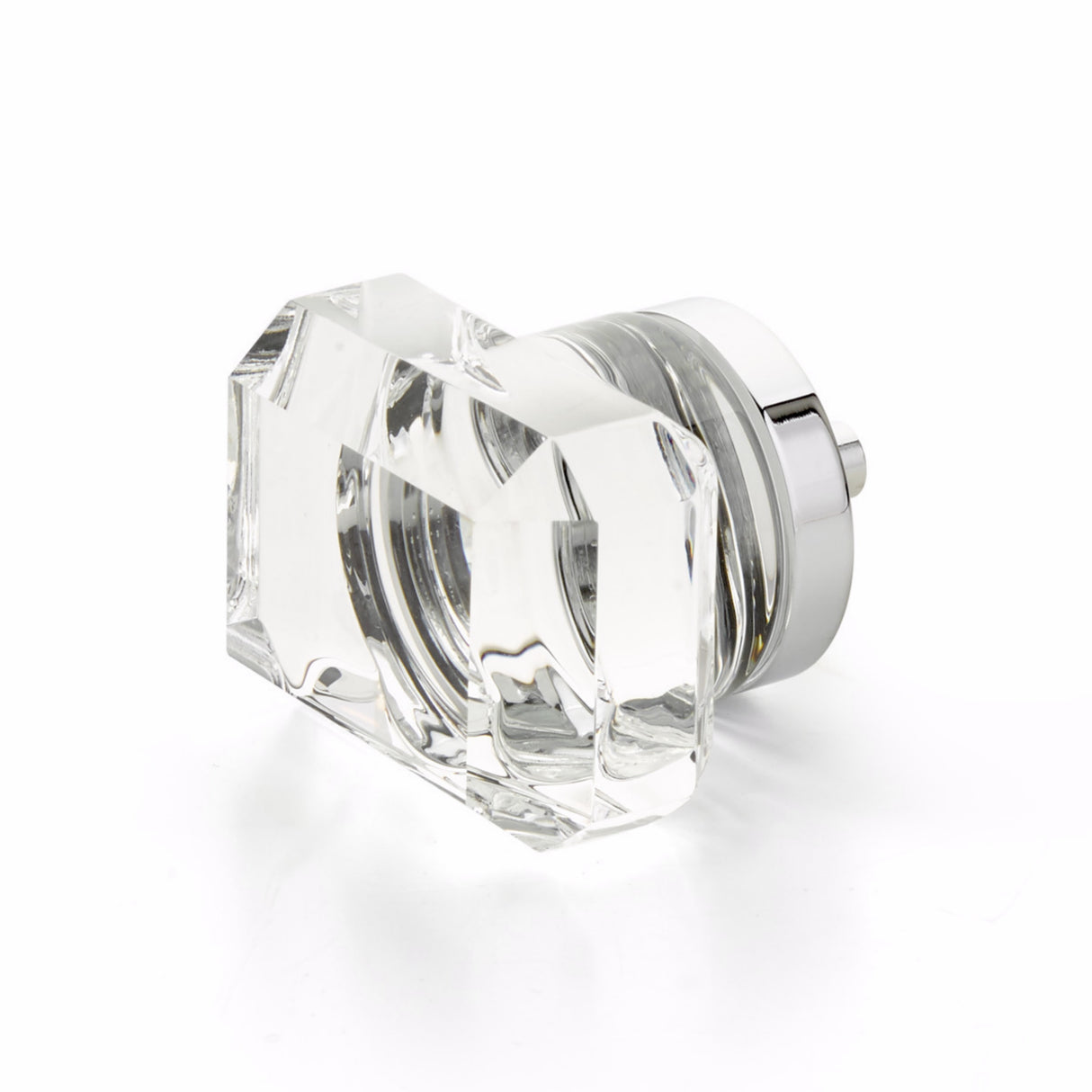 Schaub 52-26 City Lights Rectangular Glass Knob Polished Chrome Finish