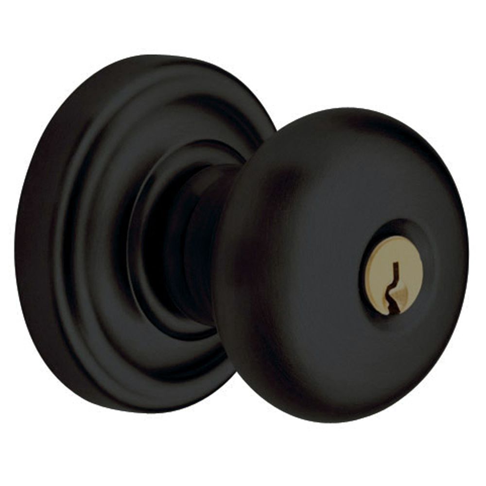 Baldwin 5206190ENTR 5206 Thick Door Classic Knob Emergency Egress Keyed Entry Satin Black Finish