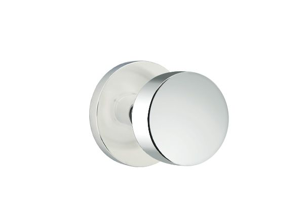 Emtek 5209ROUUS26 Round Knob 2-3/8" Backset Privacy with Disk Rose for 1-1/4" to 2" Door Polished Chrome Finish