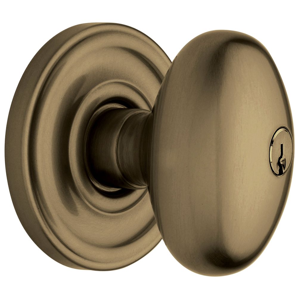 Baldwin 5225050ENTR 5225 Egg Knob Emergency Egress Keyed Entry Antique Brass Finish