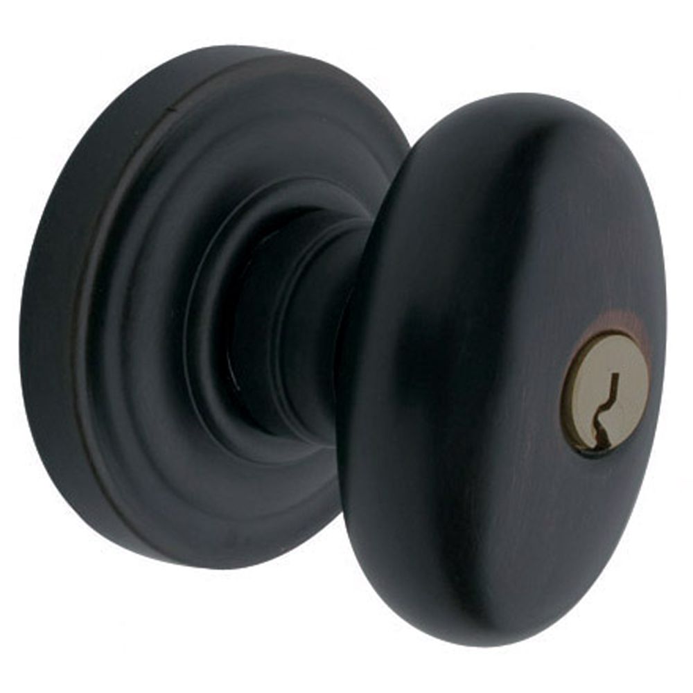 Baldwin 5225190ENTR 5225 Egg Knob Emergency Egress Keyed Entry Satin Black Finish