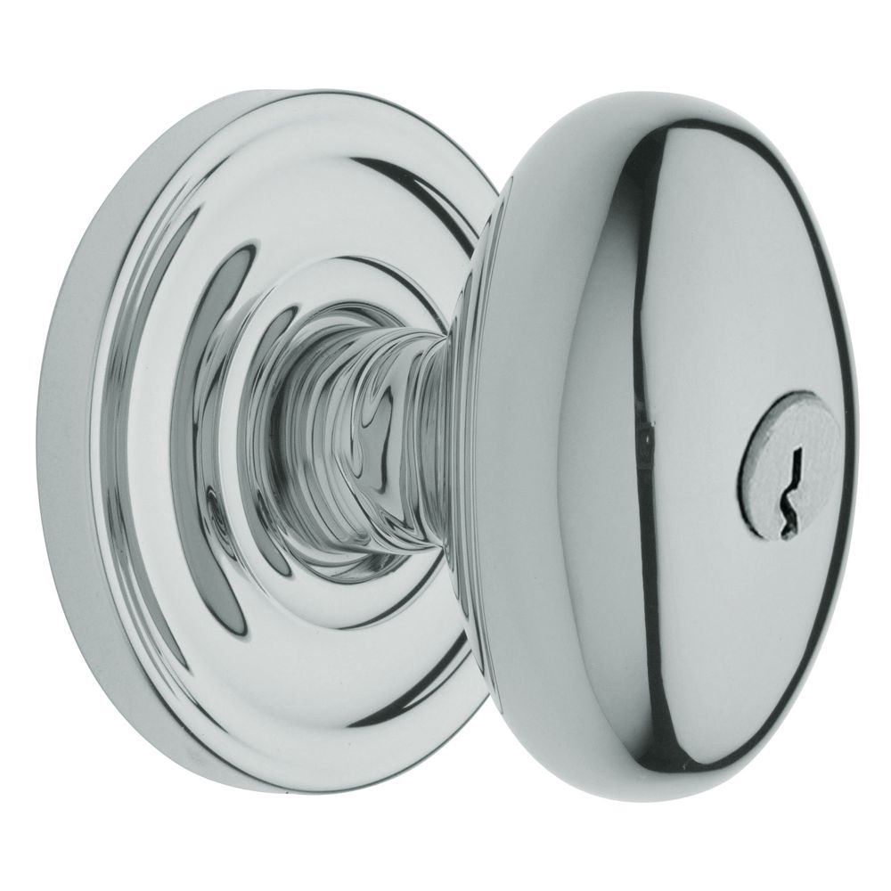 Baldwin 5225260ENTR 5225 Egg Knob Emergency Egress Keyed Entry Bright Chrome Finish