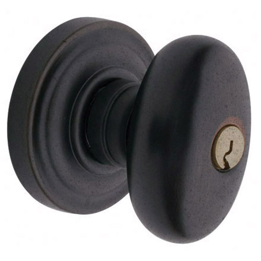Baldwin 5225402ENTR 5225 Egg Knob Emergency Egress Keyed Entry Distressed Oil Rubbed Bronze Finish