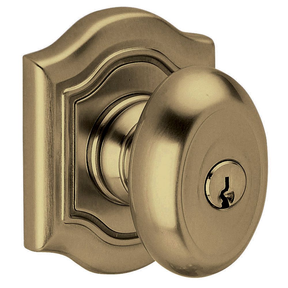 Baldwin 5237050ENTR 5237 Bethpage Knob Emergency Egress Keyed Entry Antique Brass Finish
