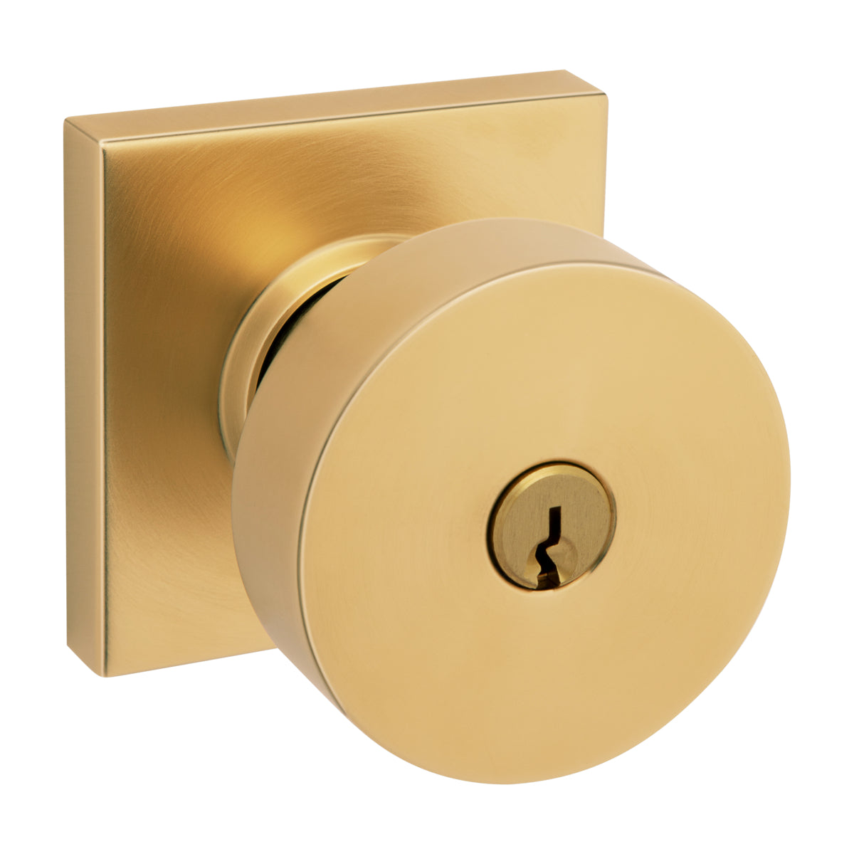 Baldwin 5250044ENTR 5250 Contemporary Knob with Square Rose Emergency Egress Keyed Entry Lifetime Satin Brass Finish