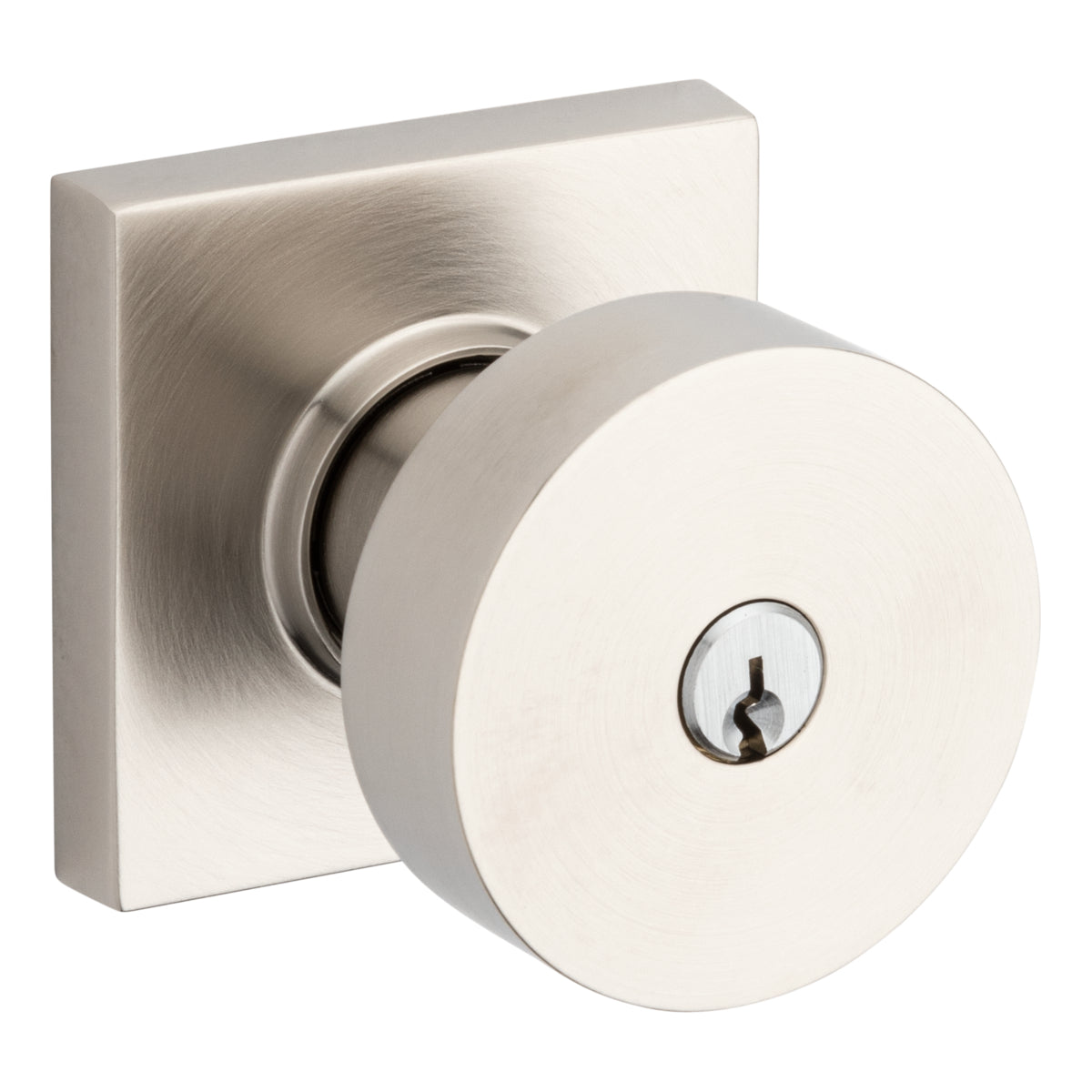 Baldwin 5250056ENTR 5250 Contemporary Knob with Square Rose Emergency Egress Keyed Entry Lifetime Satin Nickel Finish