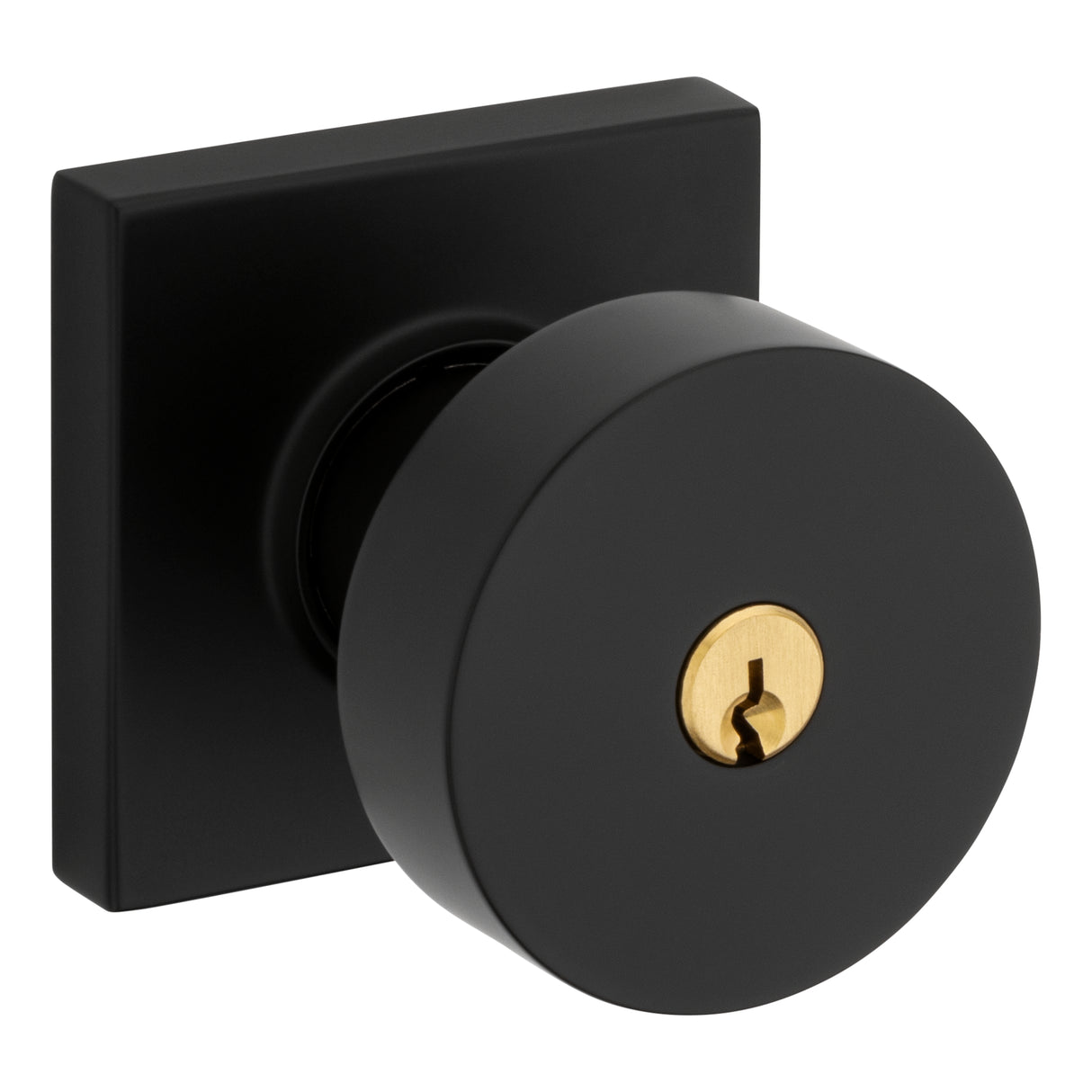Baldwin 5250190ENTR 5250 Contemporary Knob with Square Rose Emergency Egress Keyed Entry Satin Black Finish