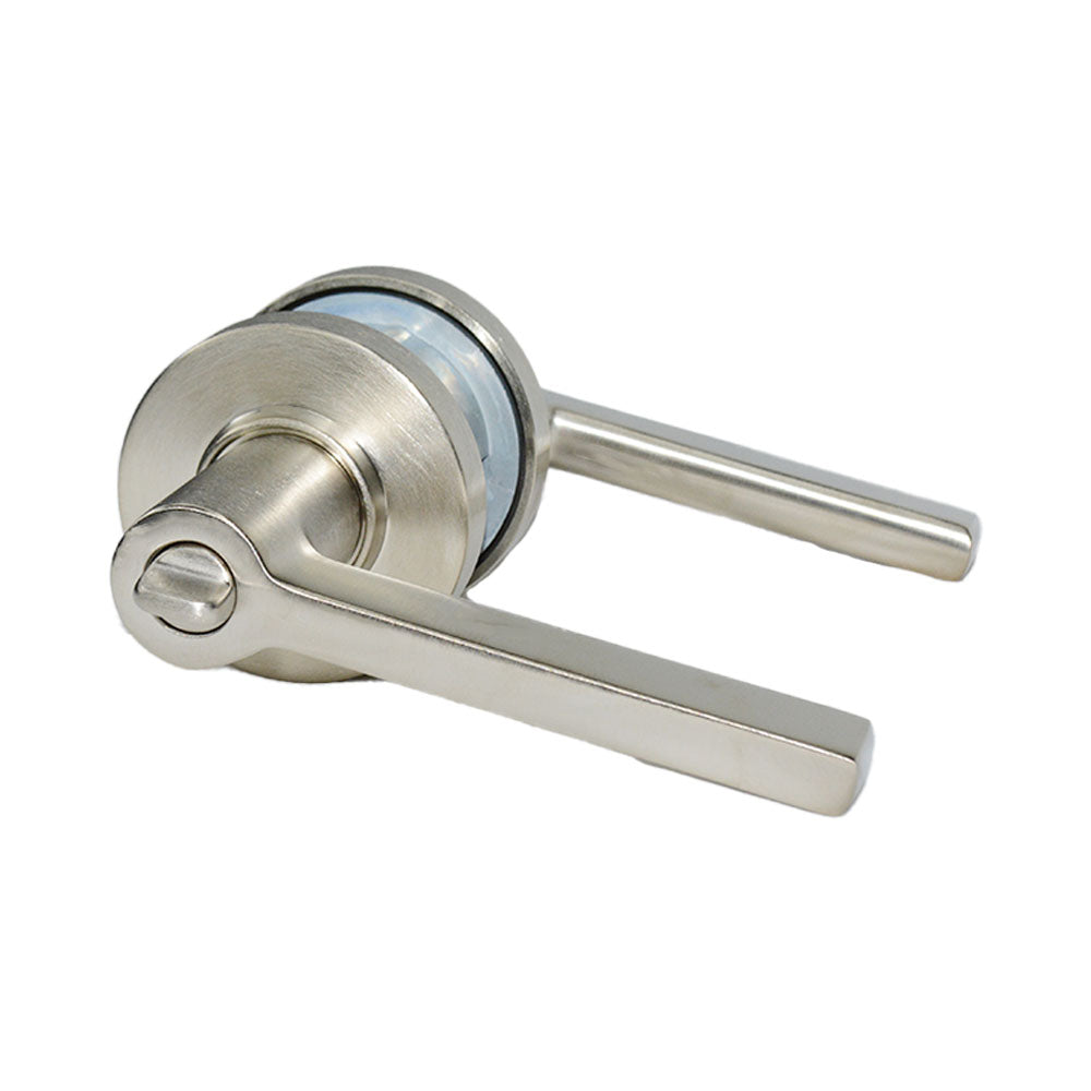 Baldwin 5260056LENT 5260 Left Hand Square Lever with Round Rose Emergency Egress Keyed Entry Lifetime Satin Nickel Finish