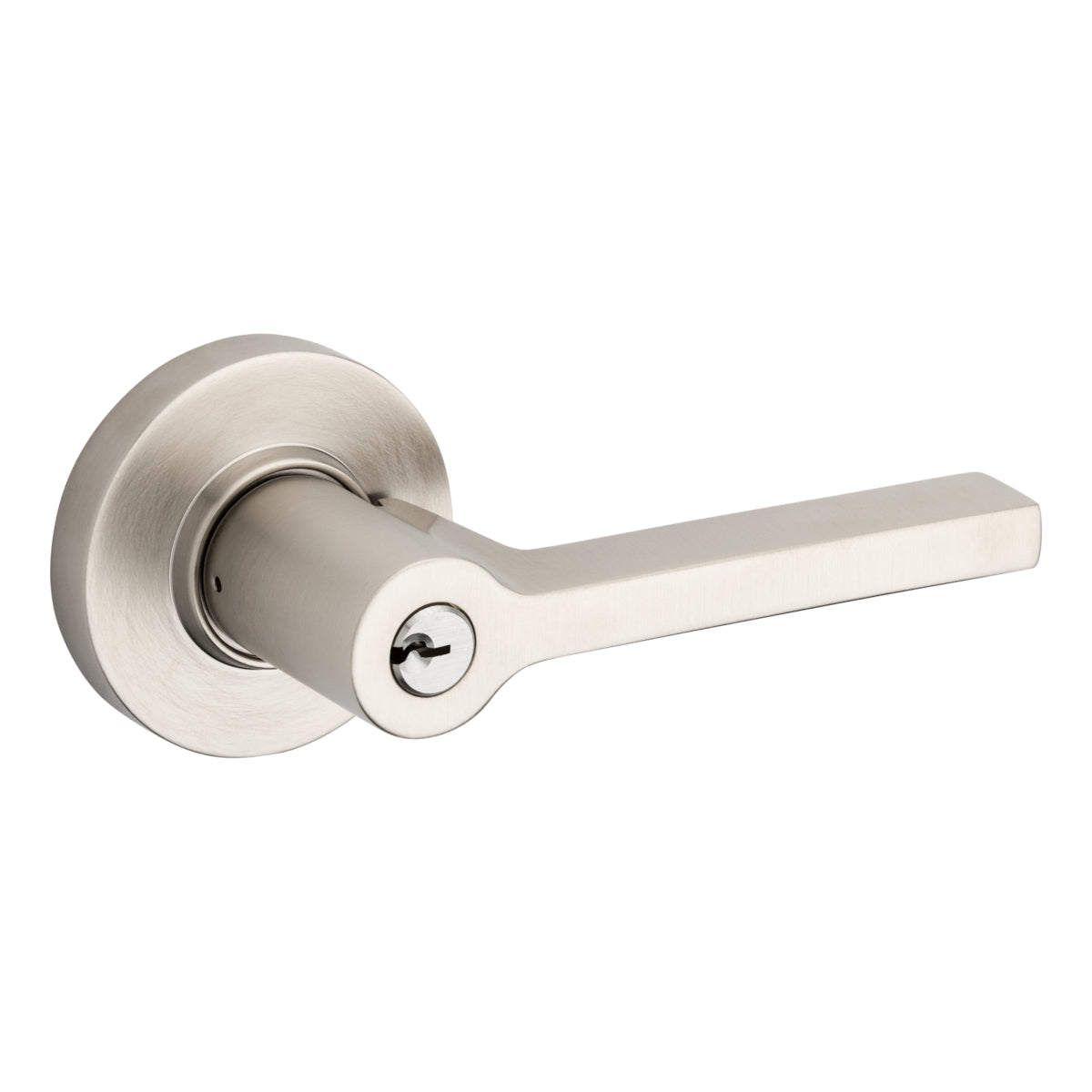 Baldwin 5260056RENT 5260 Right Hand Square Lever with Round Rose Emergency Egress Keyed Entry Lifetime Satin Nickel Finish