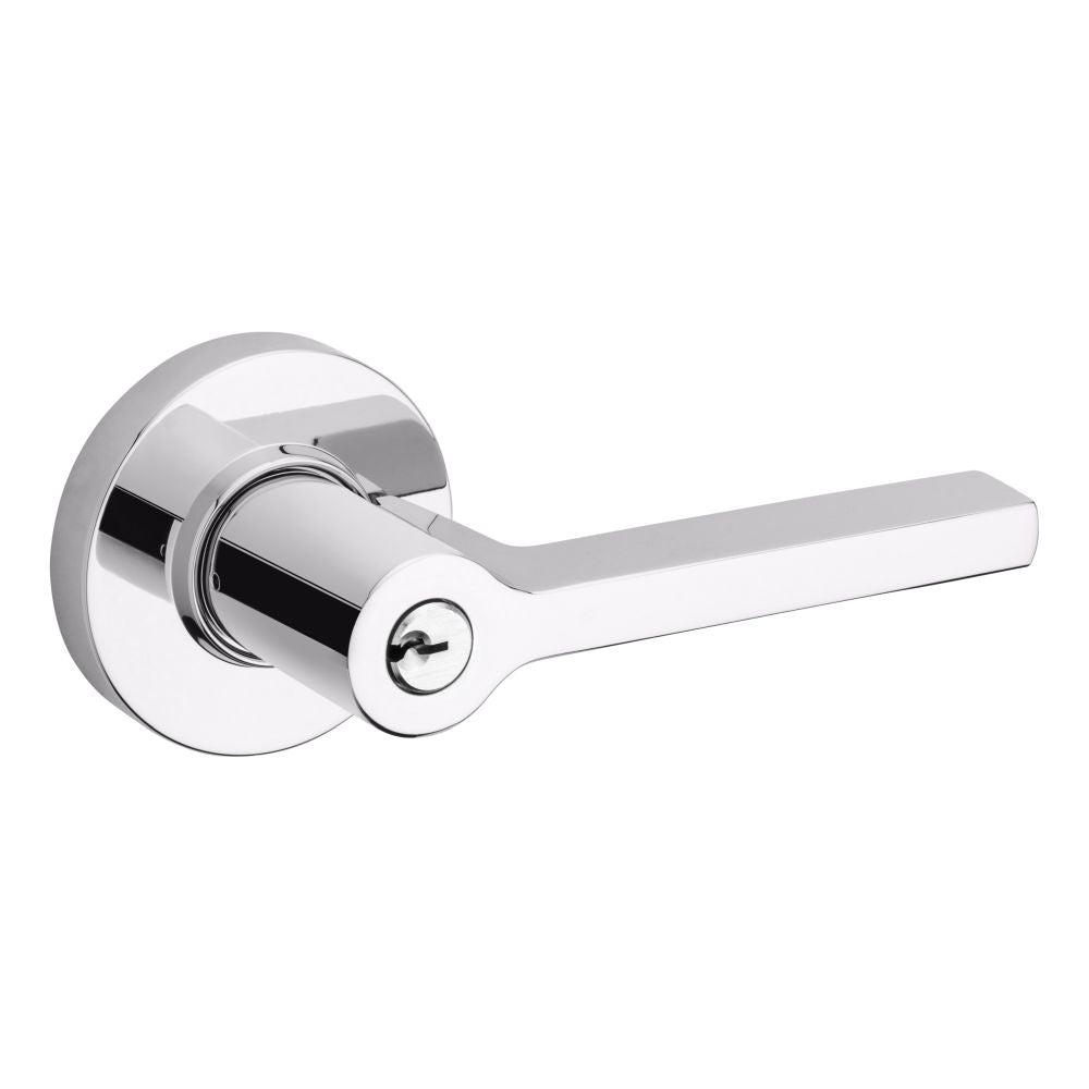 Baldwin 5260260LENT 5260 Left Hand Square Lever with Round Rose Emergency Egress Keyed Entry Bright Chrome Finish - Baldwin Quickship Item *