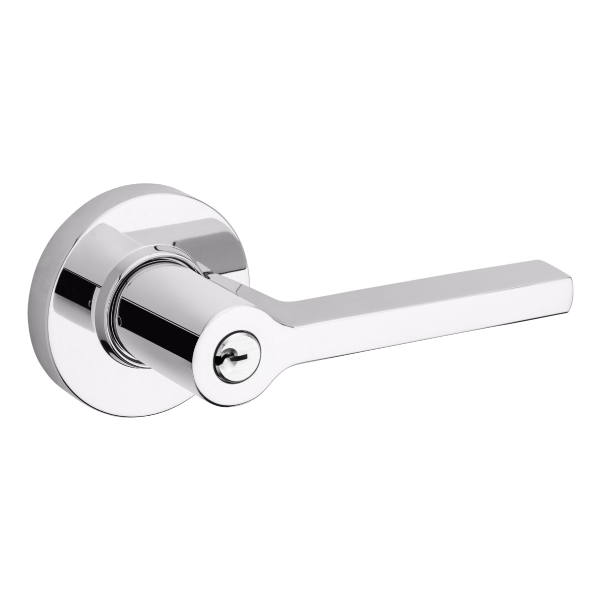 Baldwin 5260260RENT 5260 Right Hand Square Lever with Round Rose Emergency Egress Keyed Entry Bright Chrome Finish