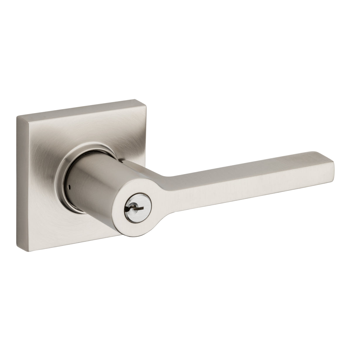 Baldwin 5285056RENT 5285 Right Hand Square Lever with Square Rose Emergency Egress Keyed Entry Lifetime Satin Nickel Finish