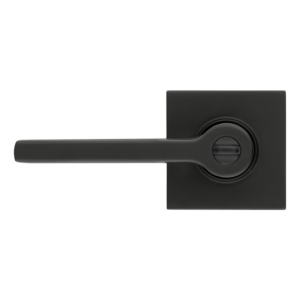 Baldwin 5285190LENT 5285 Left Hand Square Lever with Square Rose Emergency Egress Keyed Entry Satin Black Finish
