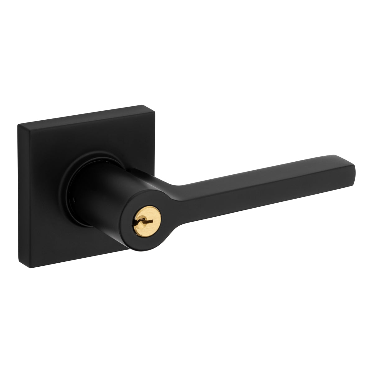 Baldwin 5285190RENT 5285 Right Hand Square Lever with Square Rose Emergency Egress Keyed Entry Satin Black Finish
