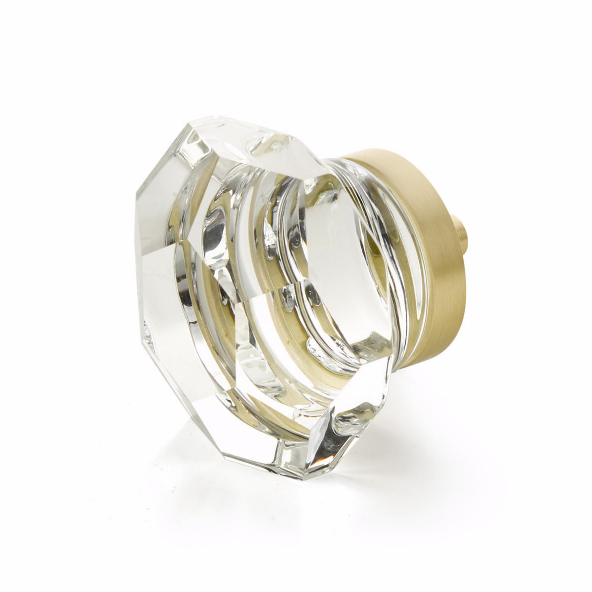 Schaub 54-SB City Lights Faceted Dome Glass Knob Satin Brass Finish