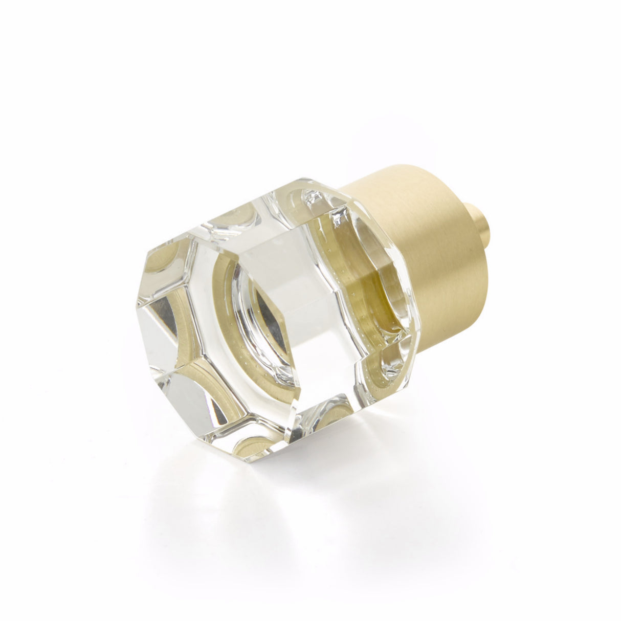 Schaub 55-SB City Lights Round Multi Sided Glass Knob Satin Brass Finish