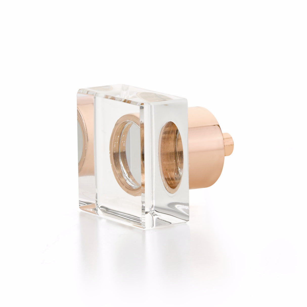 Schaub 57-PRG City Lights Square Glass Knob Polished Rose Gold Finish