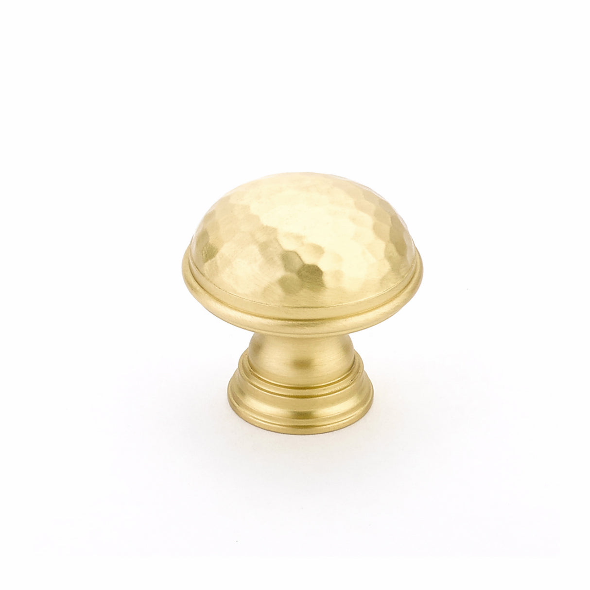 Schaub 570-SB 1-1/4" Atherton Hammered Plain Edge Cabinet Knob Satin Brass Finish