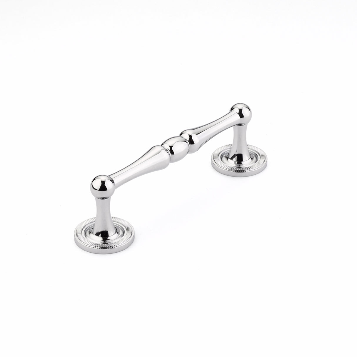 Schaub 576-26 4" Center to Center Atherton Knurled Cabinet Pull Polished Chrome Finish