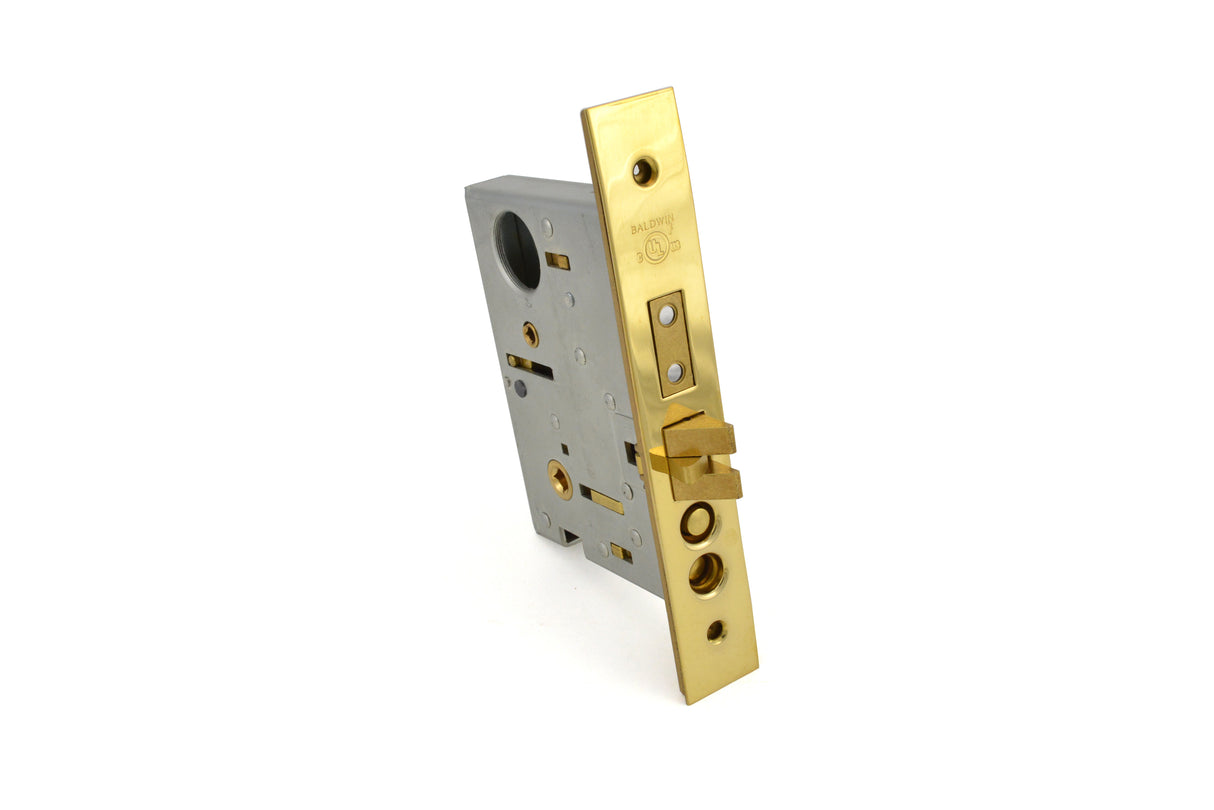 Baldwin 6075031L Left Hand Emergency Egress Entry Knob by Knob 2-3/4" Backset Mortise Lock Body Unlacquered Brass Finish