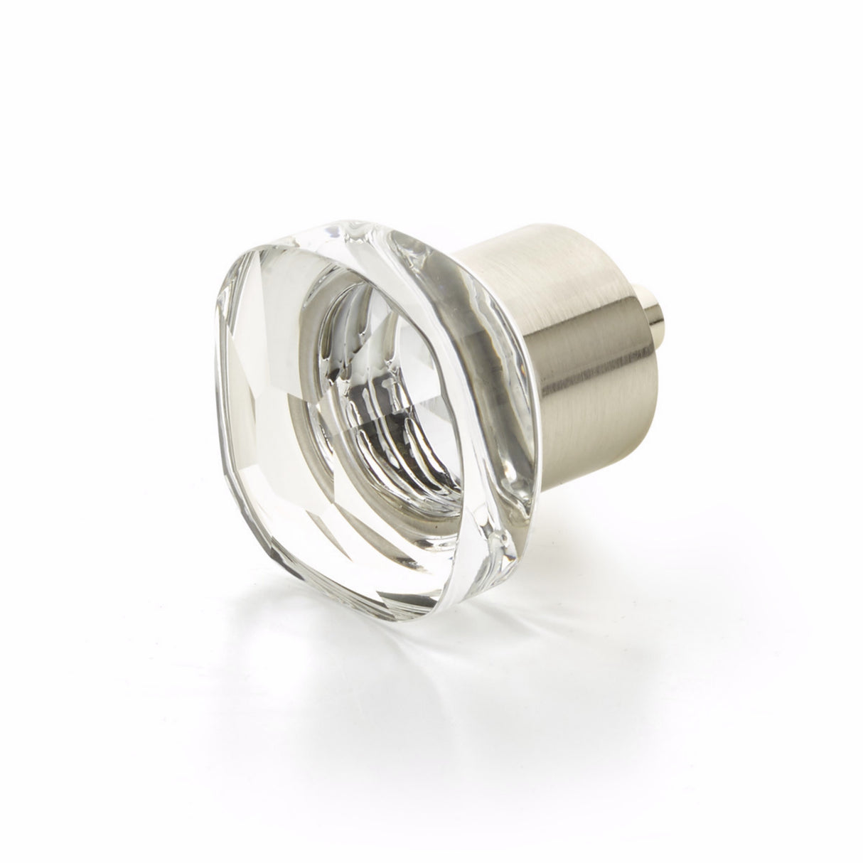 Schaub 61-15 City Lights Soft Square Glass Knob Satin Nickel Finish