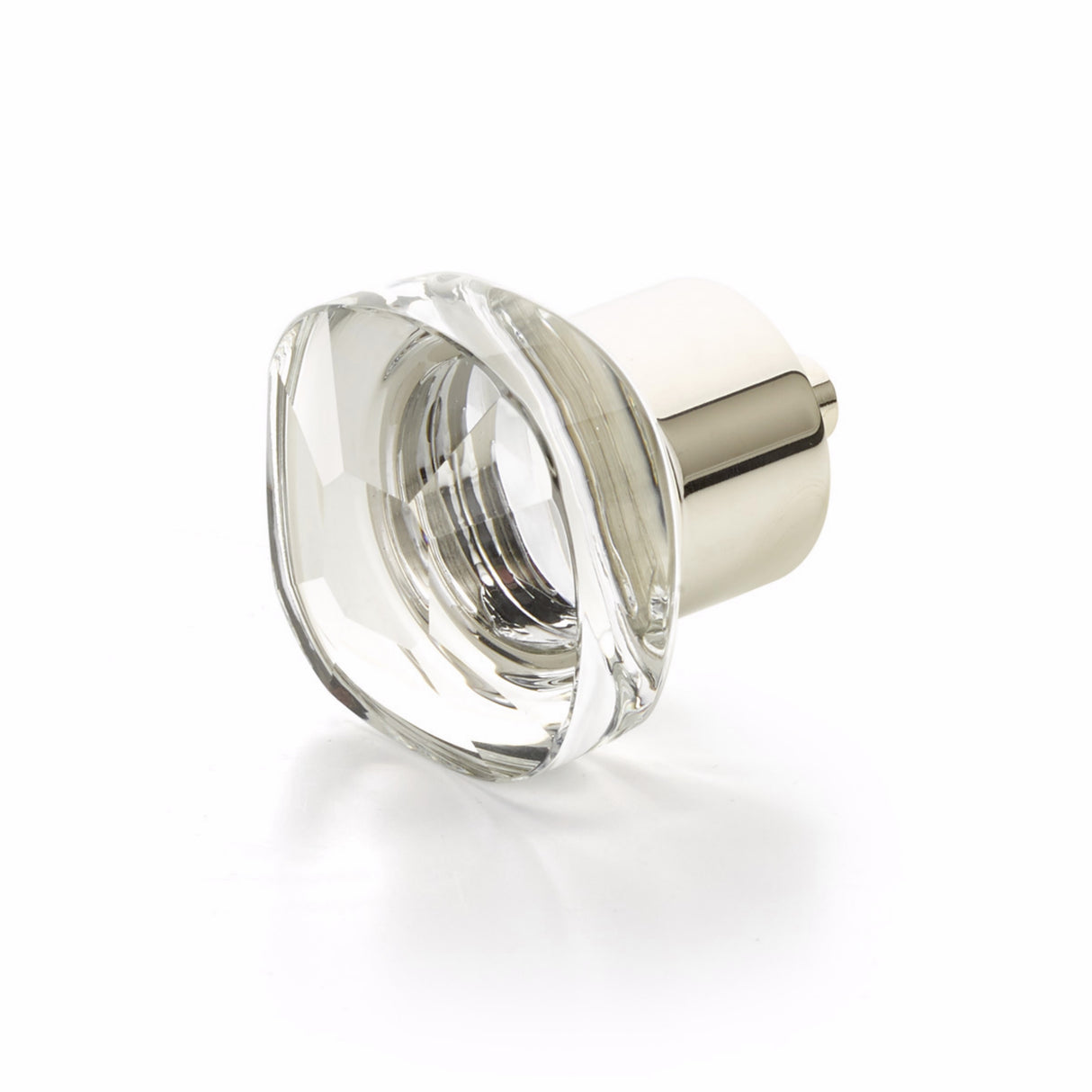 Schaub 61-PN City Lights Soft Square Glass Knob Polished Nickel Finish