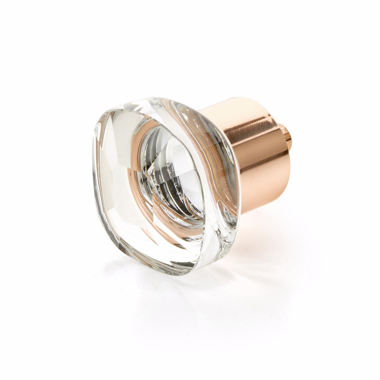 Schaub 61-PRG City Lights Soft Square Glass Knob Polished Rose Gold Finish