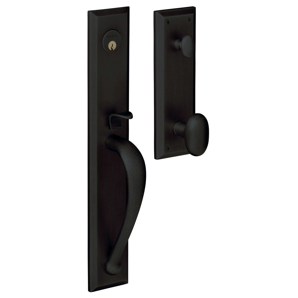 Baldwin 6403190ENTR Knob Entry Cody Full Escutcheon Emergency Egress Handleset Satin Black Finish