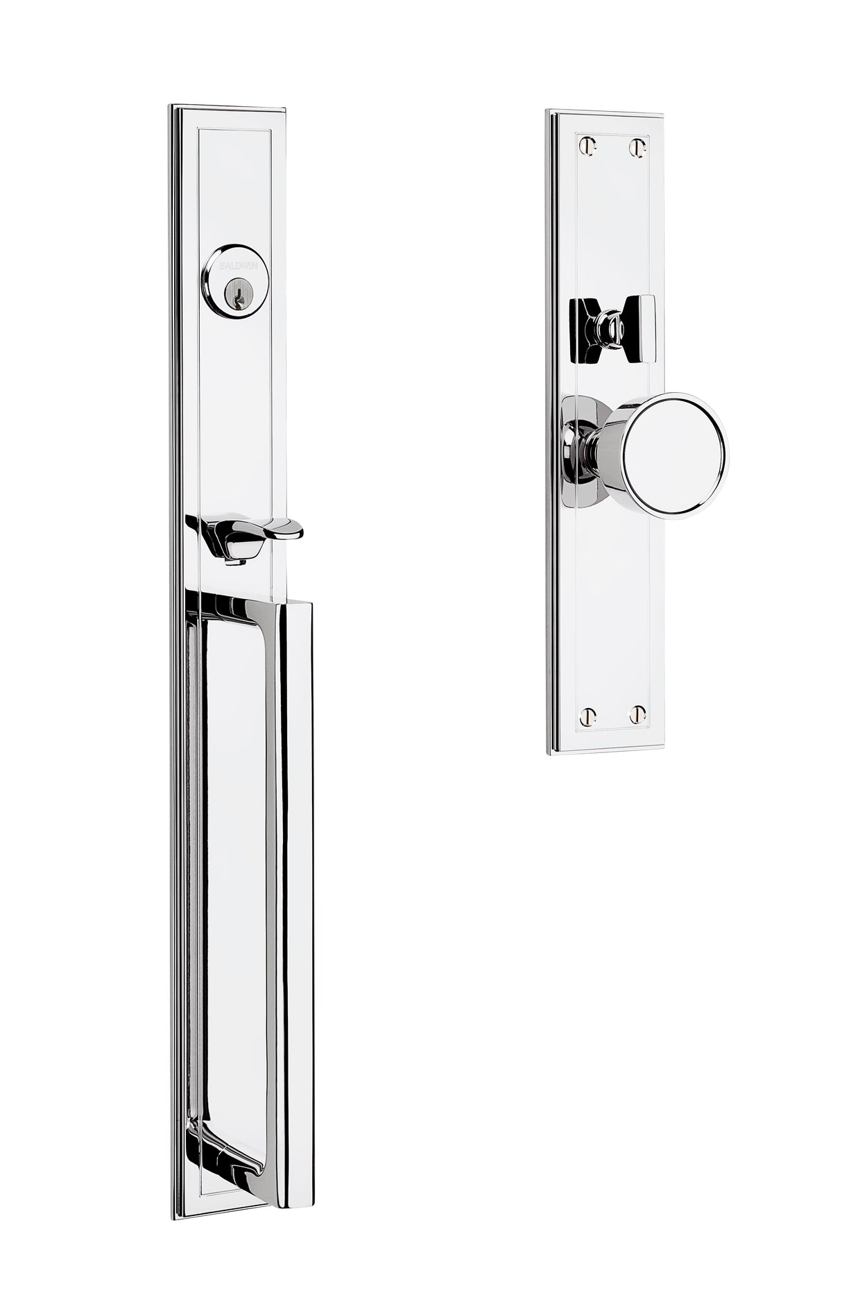 Baldwin 6946260ENTR Hollywood Hills Handleset Single Cylinder Entry Mortise Lock Trim Bright Chrome Finish