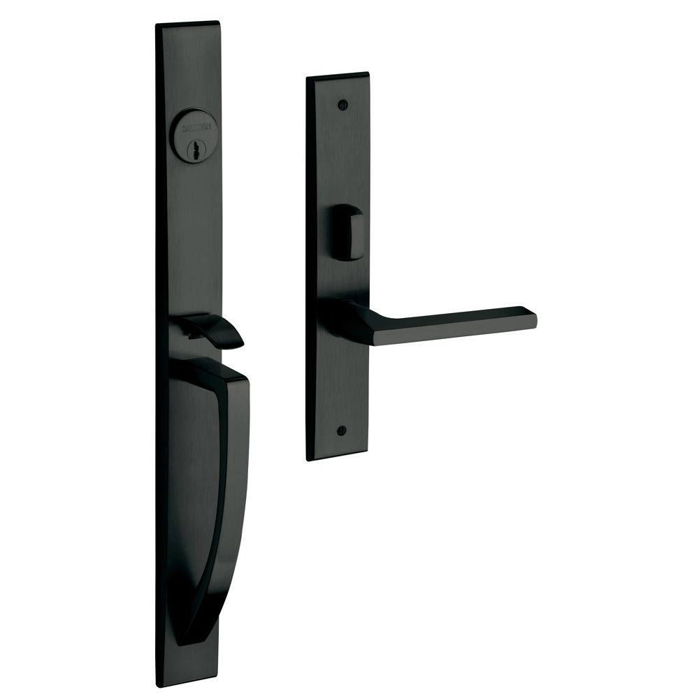 Baldwin 6966190RENT Lakeshore Right Hand Single Cylinder Entry Mortise Lock Trim Satin Black Finish