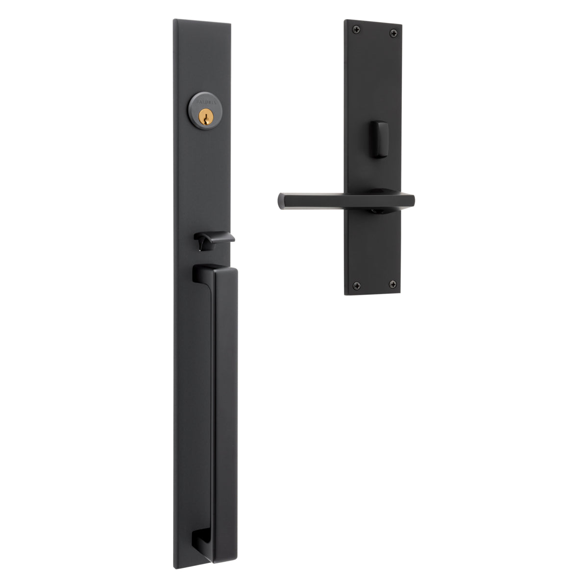 Baldwin 6977190LENT Minneapolis 20" Left Hand Single Cylinder Entry Mortise Lock Trim with 5162 Lever Satin Black Finish