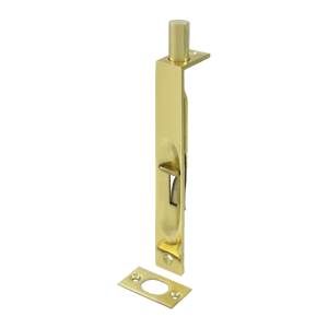 Deltana 6FBS3-UNL 6" Flush Bolt; Heavy Duty; Square; Unlacquered Bright Brass Finish