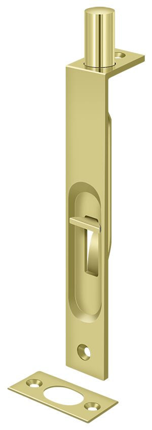 Deltana 6FBS3 6" Flush Bolt; Heavy Duty; Square; Bright Brass Finish