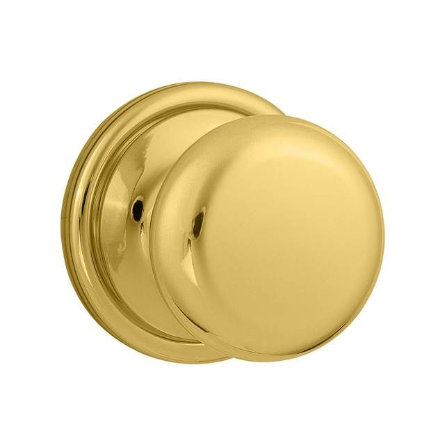 Kwikset 720H-3 Hancock Knob Passage Door Lock with 6AL Latch and RCS Strike Bright Brass Finish