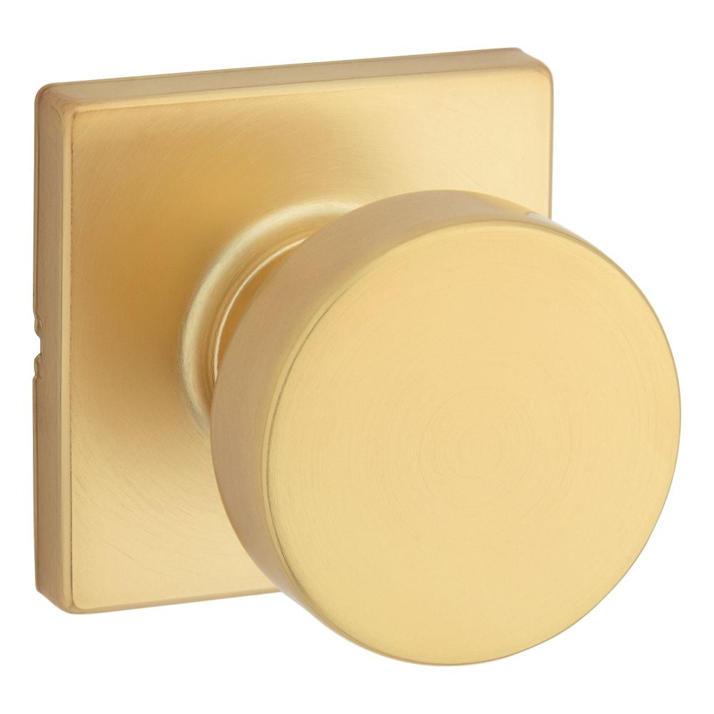 Kwikset 720PSKSQT-4 Pismo Knob with Square Rose Passage Lock with 6AL Latch and RCS Strike Satin Brass Finish