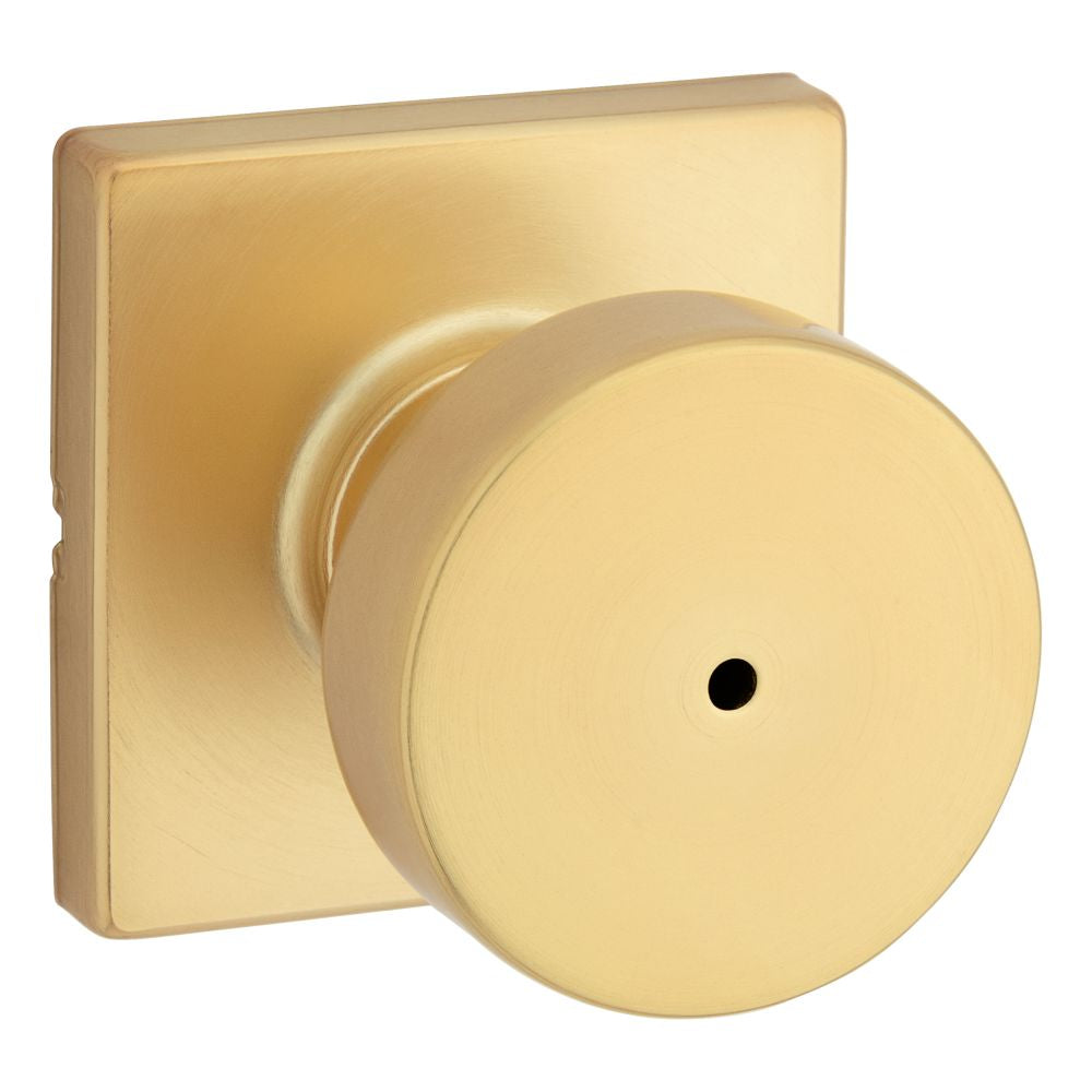 Kwikset 730PSKSQT-4 Pismo Knob with Square Rose Privacy Lock with 6AL Latch and RCS Strike Satin Brass Finish