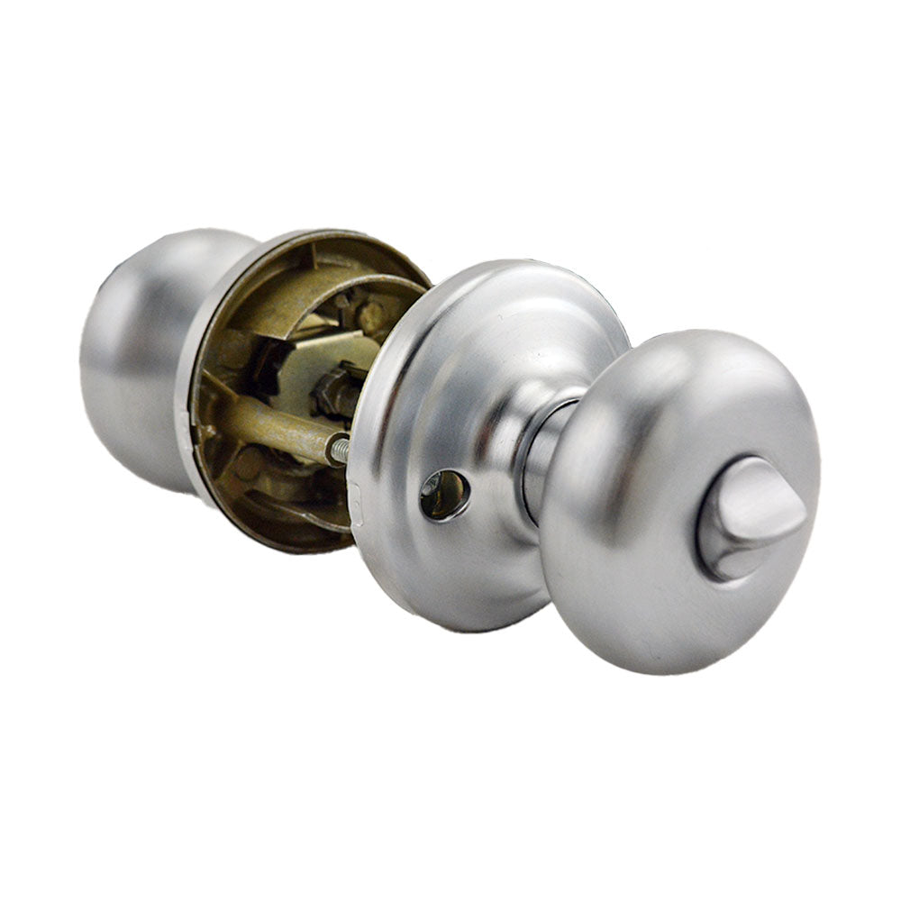 Kwikset 740H-26DS Hancock Knob Entry Door Lock SmartKey with 6AL Latch and RCS Strike Satin Chrome Finish