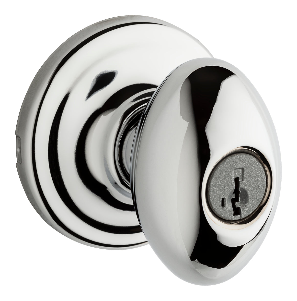 Kwikset 740L-26S Laurel Knob Entry Door Lock SmartKey with 6AL Latch and RCS Strike Bright Chrome Finish