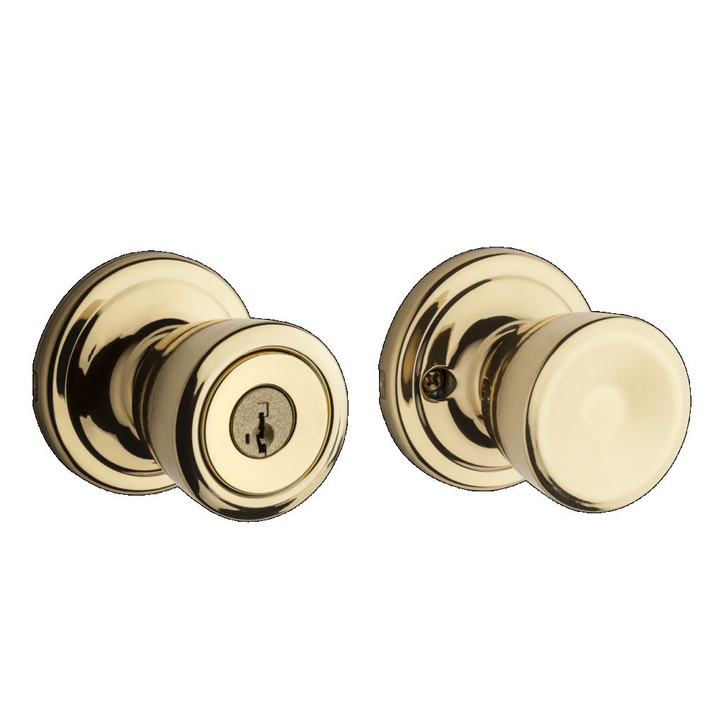 Kwikset 750A-3S Abbey Knob Storeroom Vestibule Door Lock SmartKey with 6AL Latch and RCS Strike Bright Brass Finish