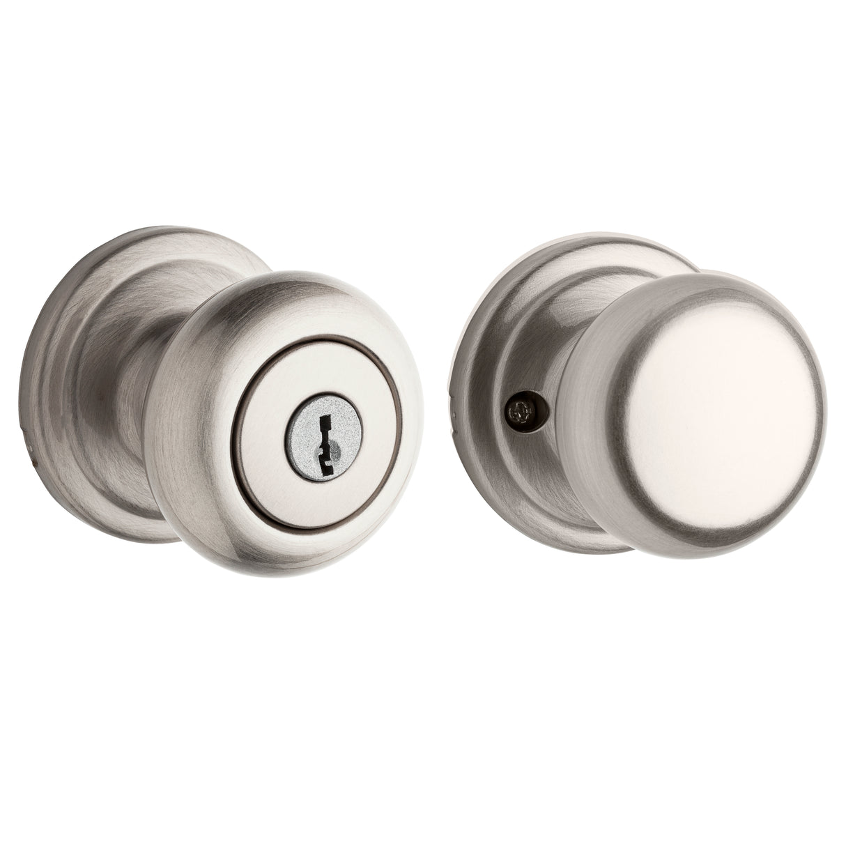 Kwikset 750H-15 Hancock Knob Vestibule Door Lock with 6AL Latch and RCS Strike Satin Nickel Finish