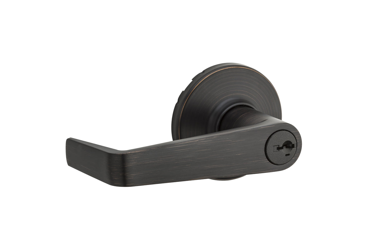 Kwikset 756KNL-11PS Kingston Lever Light Commercial Keyed Entry Door Lock SmartKey with RCAL Latch and 3031 Full Lip Round Corner Strike Venetian Bronze Finish