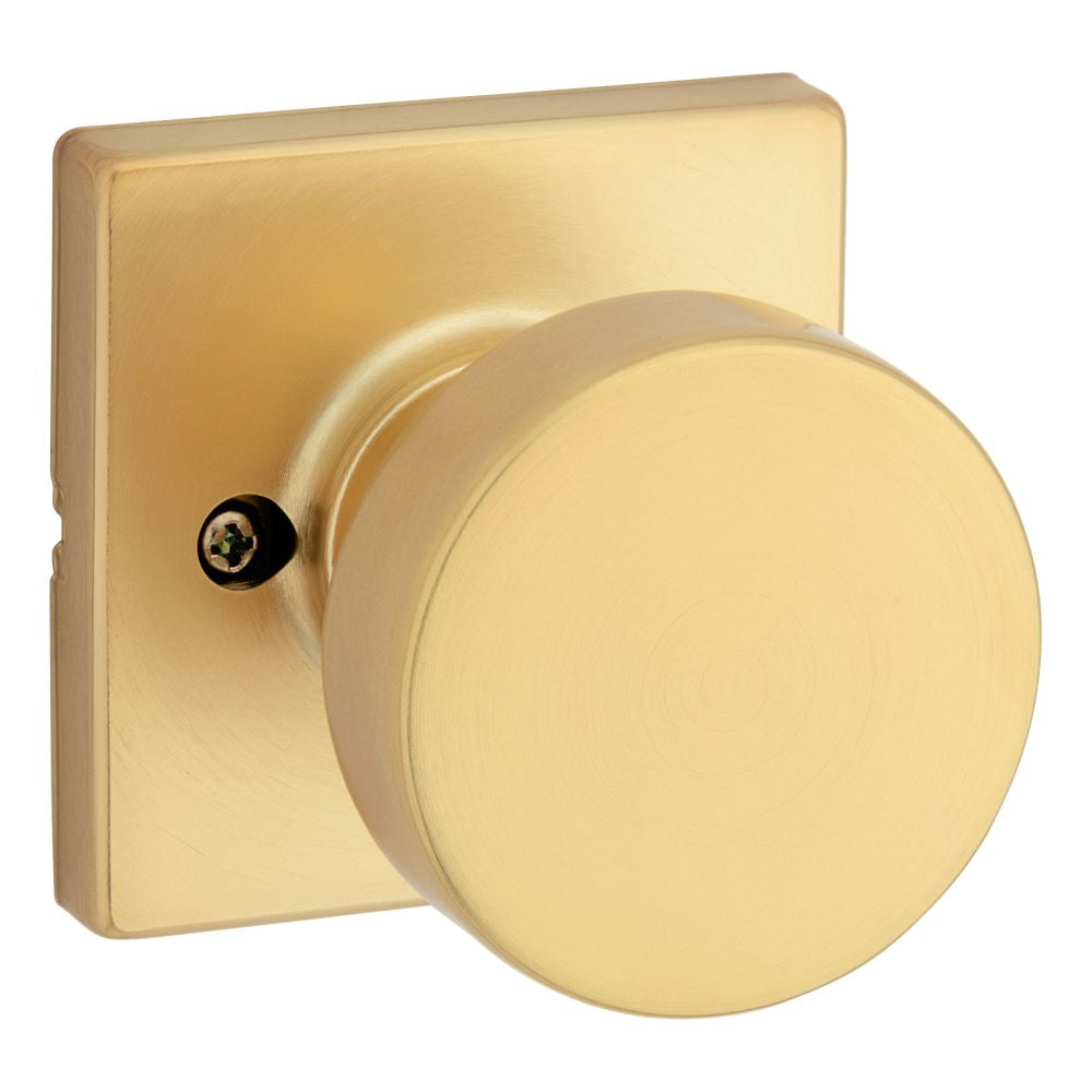 Kwikset 788PSKSQT-4 Pismo Knob with Square Rose Half Dummy Satin Brass Finish