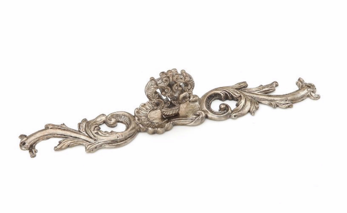 Schaub 817-MSL French Court Cabinet Knob with 7-3/8" Backplate Monticello Silver Finish