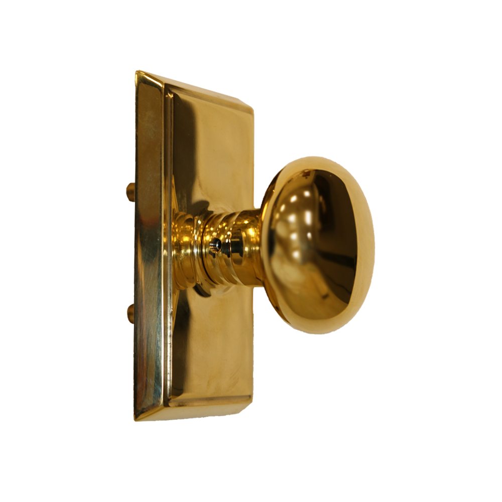 Emtek 8221PUS3NL Providence Knob 2-3/8" Backset Privacy with Rectangular Rose for 1-1/4" to 2" Door Unlacquered Brass Finish