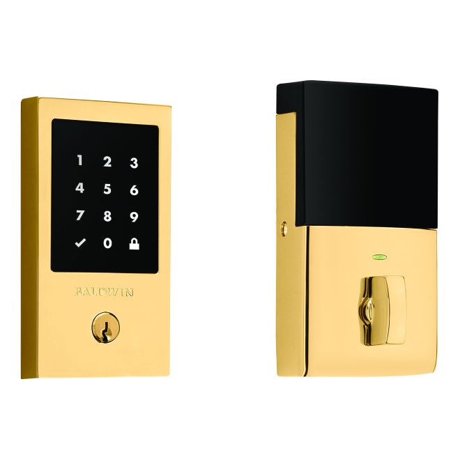 Baldwin 8225031ZW Z-Wave Minneapolis Touchscreen Deadbolt with Schlage C Keyway Unlacquered Brass Finish