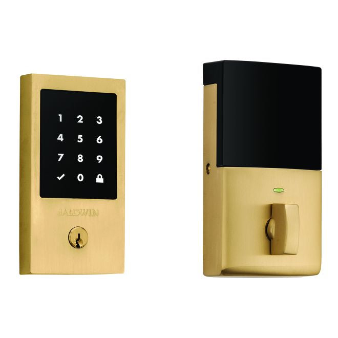 Baldwin 8225033ZW Z-Wave Minneapolis Touchscreen Deadbolt with Schlage C Keyway Vintage Brass Finish