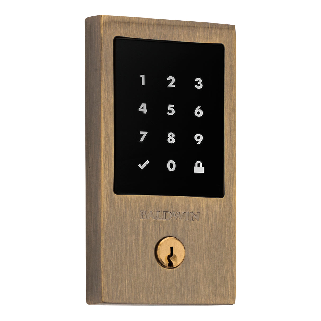 Baldwin 8225050 Stand Alone Minneapolis Touchscreen Deadbolt with Schlage C Keyway Antique Brass Finish