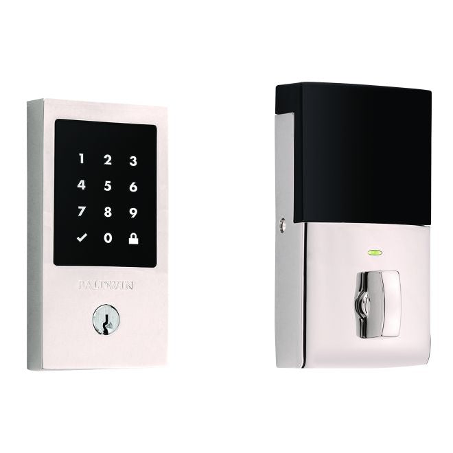 Baldwin 8225055ZW Z-Wave Minneapolis Touchscreen Deadbolt with Schlage C Keyway Lifetime Bright Nickel Finish