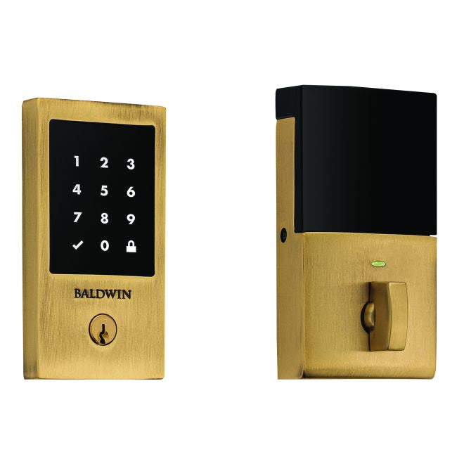 Baldwin 8225060ZW Z-Wave Minneapolis Touchscreen Deadbolt with Schlage C Keyway Satin Brass and Brown Finish