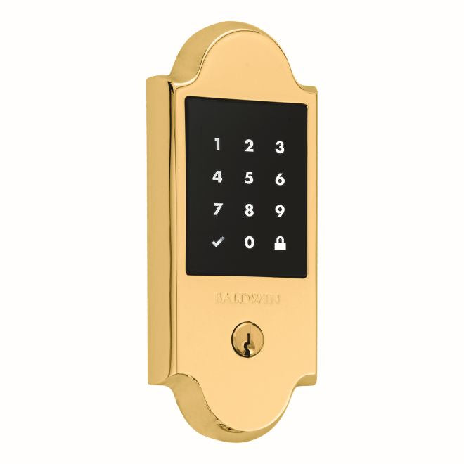 Baldwin 8235031 Stand Alone Boulder Touchscreen Deadbolt with Schlage C Keyway Unlacquered Brass Finish